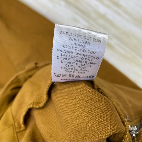 NEED Mustard Yellow Linen Blend High Rise Gaucho Pants - Picture 6 of 8